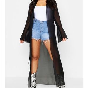 Plus Flute Sleeve Belted Maxi Kimono(BOOHOO PLUS)